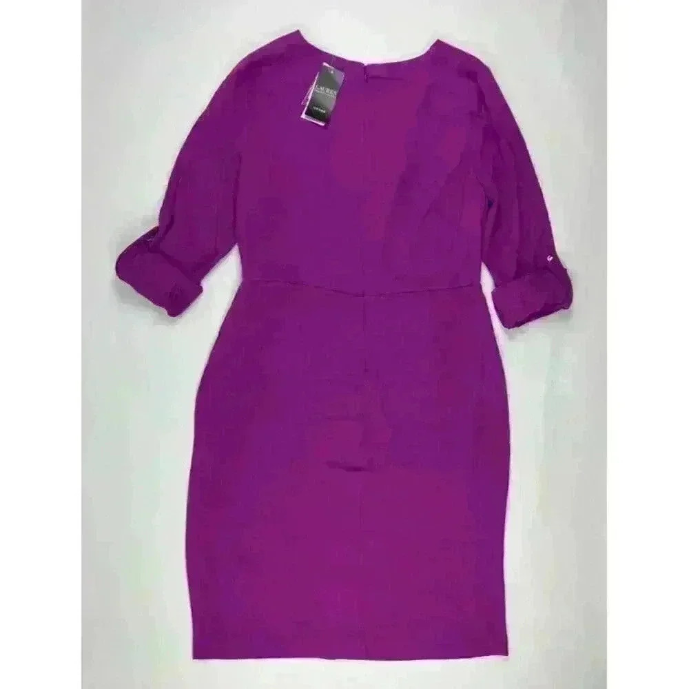 NEW! Lauren Ralph Lauren Women's 8 Buckle-Trim Georgette Shirtdress NWT $165 - Picture 2 of 3